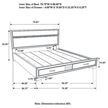 Miranda  2-drawer Storage Bed Black