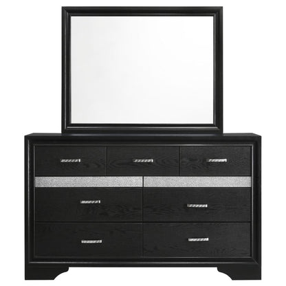 Miranda 7-drawer Dresser with Mirror Black