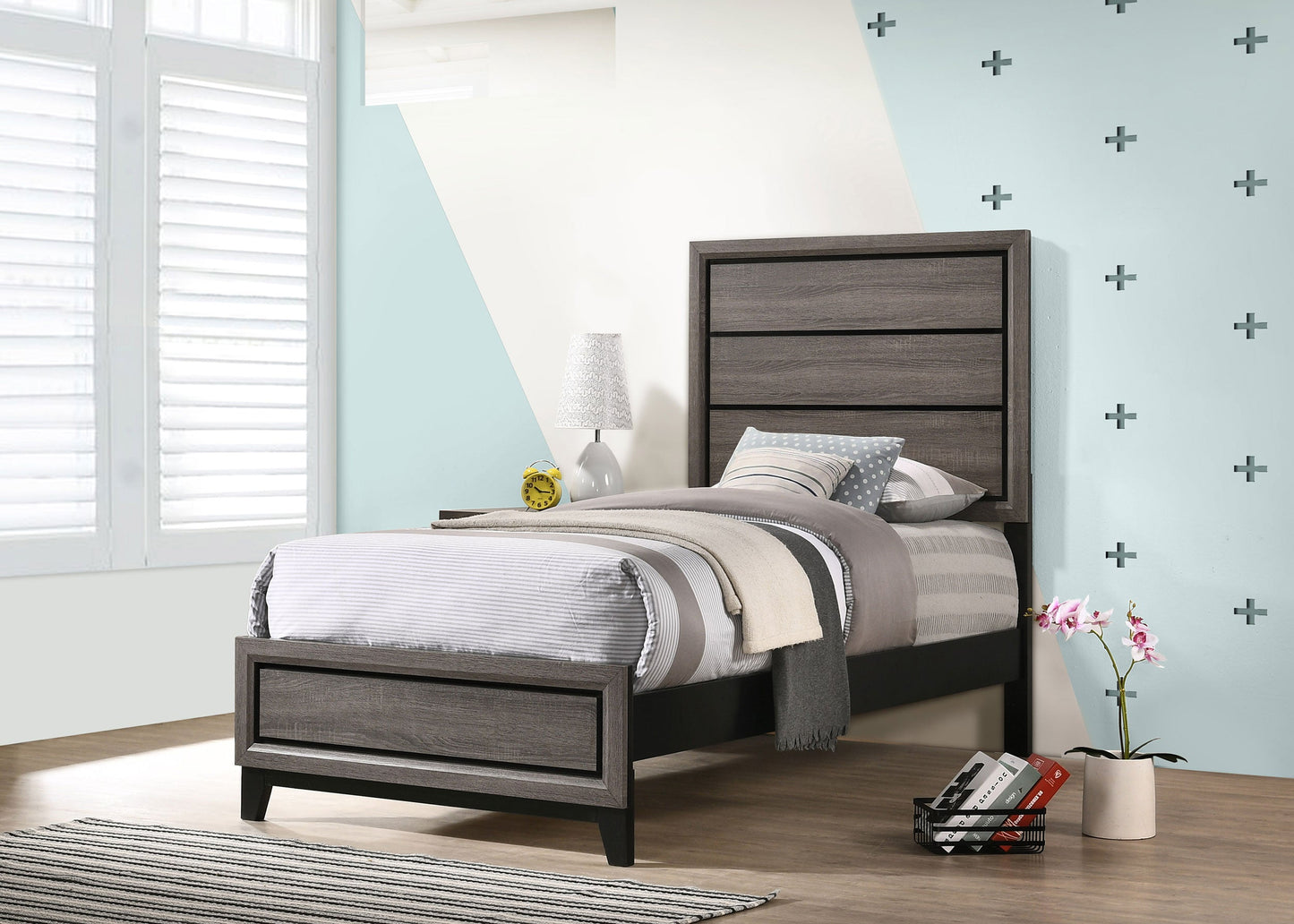 Watson  Bed Grey Oak and Black