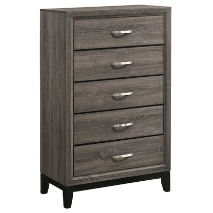 Watson 5-drawer Chest Grey Oak and Black