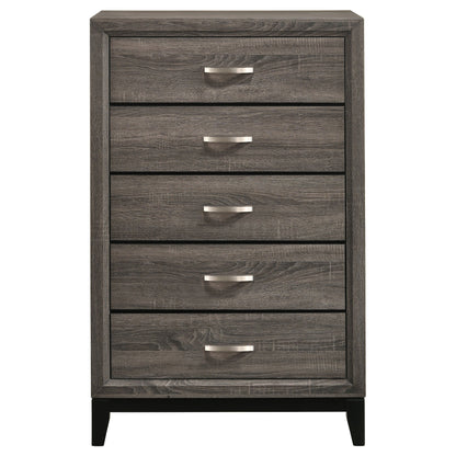 Watson 5-drawer Chest Grey Oak and Black