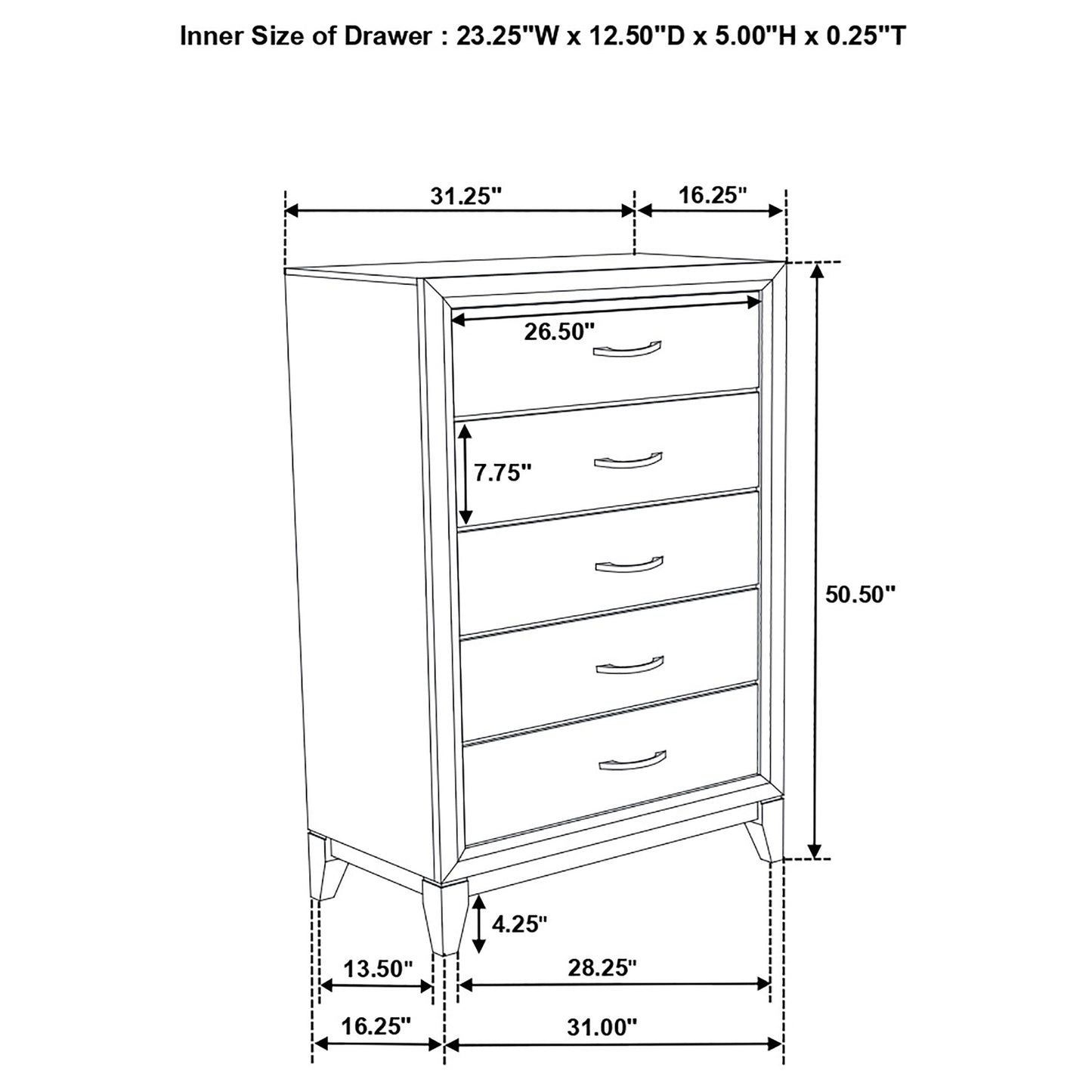 Watson 5-drawer Chest Grey Oak and Black