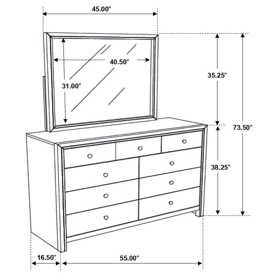 Serenity 9-drawer Dresser with Mirror Mod Grey