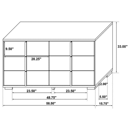 Marceline 6-drawer Dresser with Mirror White