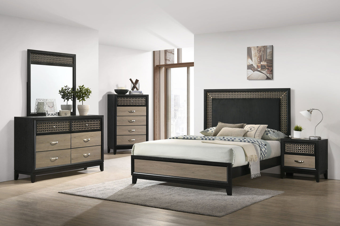 Valencia   Bedroom Set Light Brown and Black