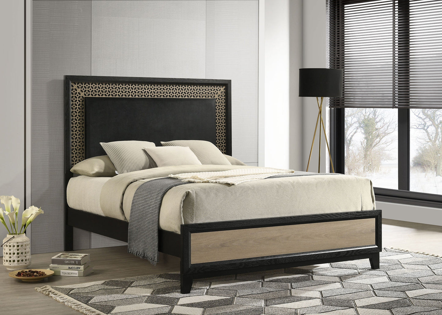 Valencia  Bed Light Brown and Black