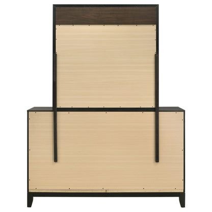 Valencia 6-drawer Dresser with Mirror Light Brown and Black