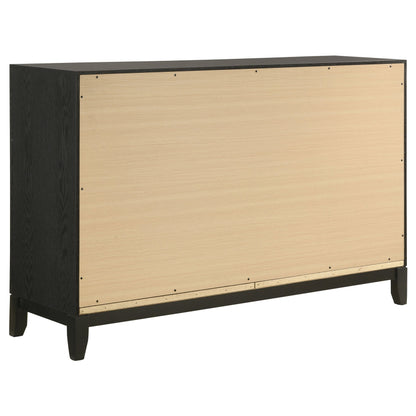 Valencia 6-drawer Dresser with Mirror Light Brown and Black