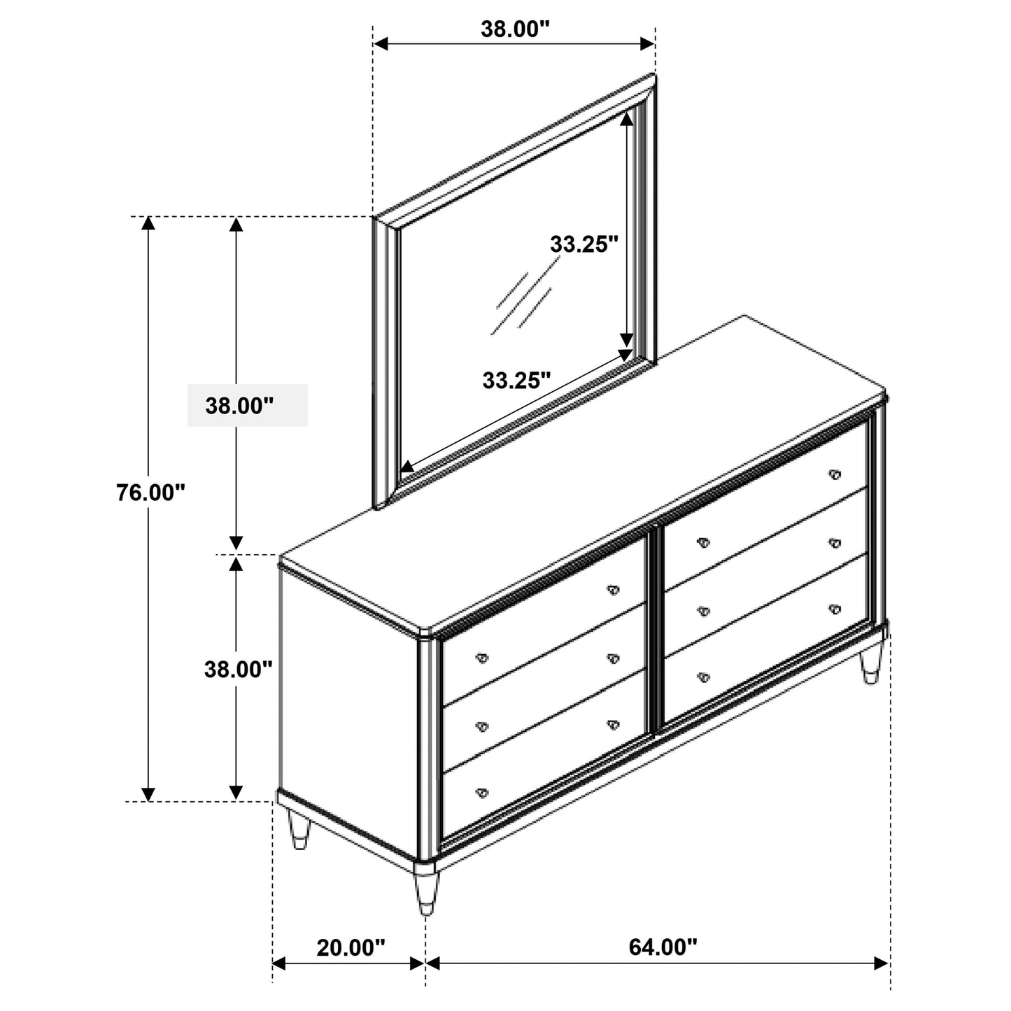 Emberlyn 6-drawer Bedroom Dresser with Mirror Brown