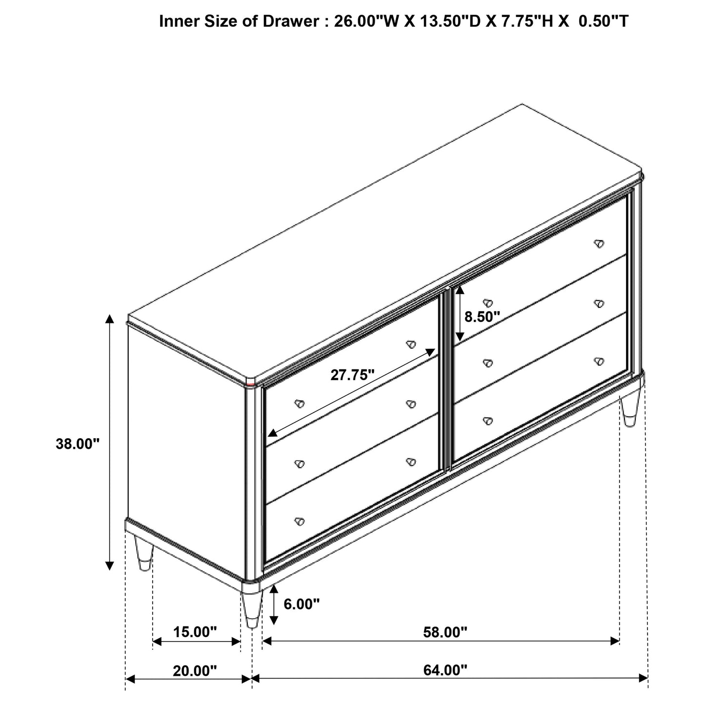 Emberlyn 6-drawer Bedroom Dresser with Mirror Brown