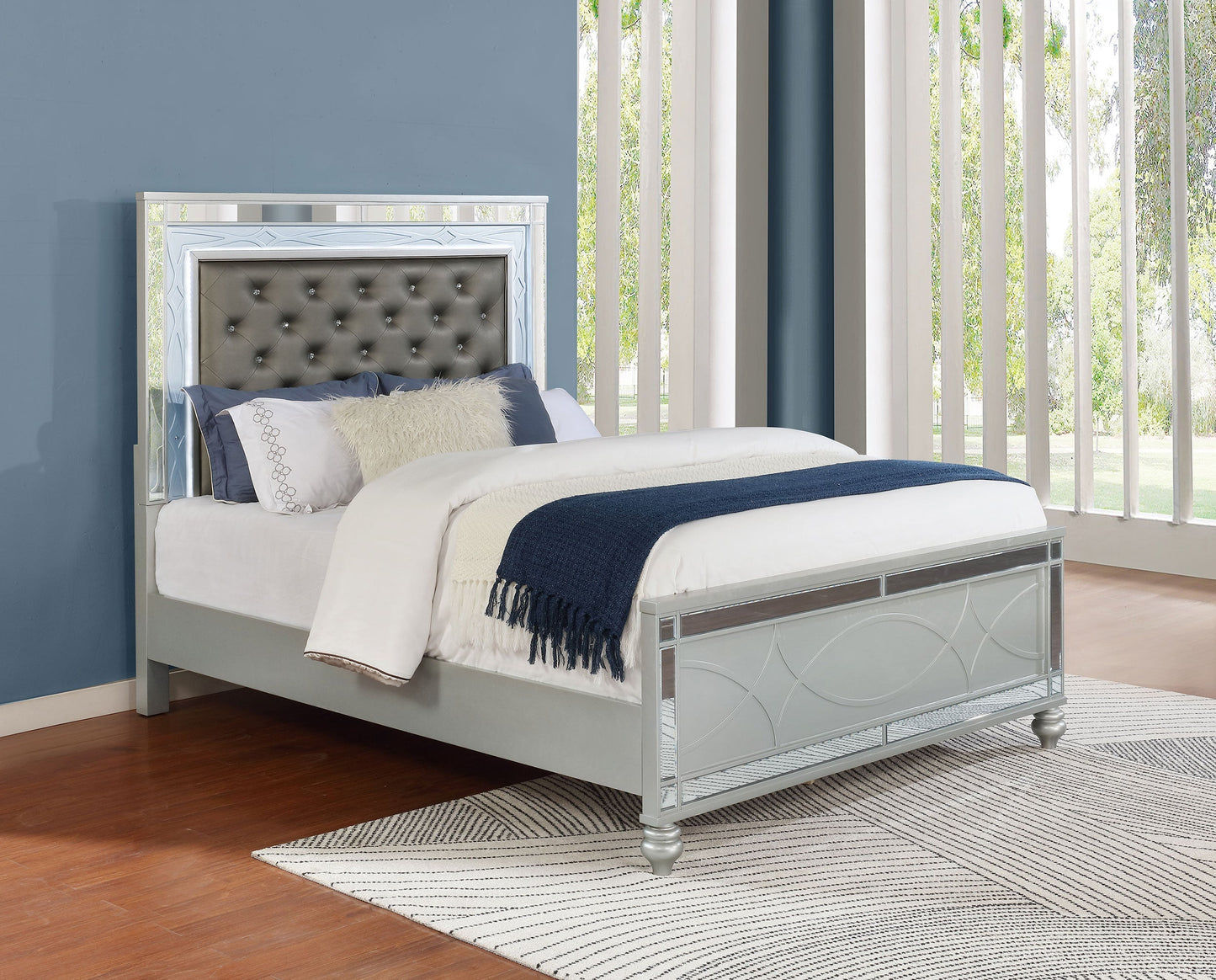 Gunnison  Panel Bed with LED Lighting Silver Metallic