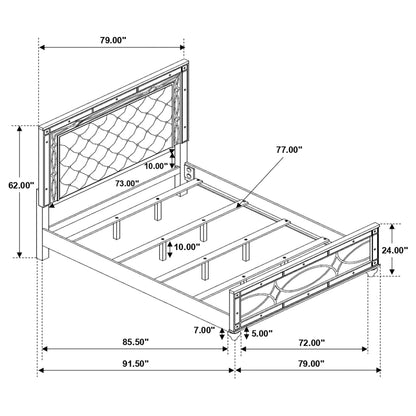 Gunnison  Panel Bed with LED Lighting Silver Metallic