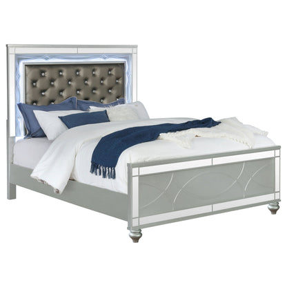 Gunnison  Panel Bed with LED Lighting Silver Metallic