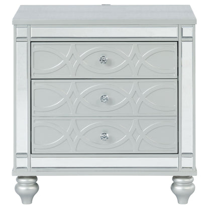 Gunnison 2-drawer Nightstand Silver Metallic