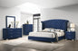 Amelia 4-piece Eastern King Tufted Upholstered Bedroom Set Pacific Blue