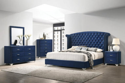  Queen Wingback Upholstered Bed Pacific Blue