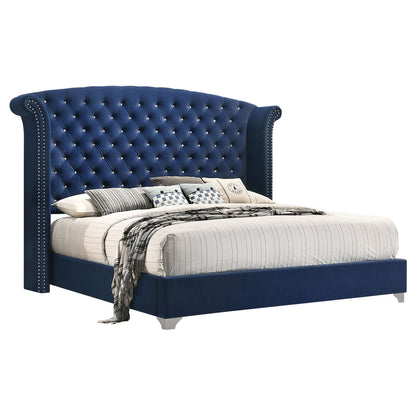 Melody  Wingback Upholstered Bed Pacific Blue