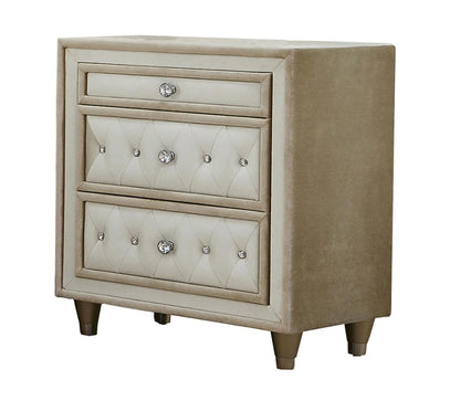 Antonette Upholstered Tufted Bedroom Set Ivory and Camel