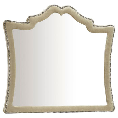 Mirror for dresser-Ivory and Camel velvet