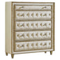 Antonella 5-drawer Upholstered Chest Ivory and Camel