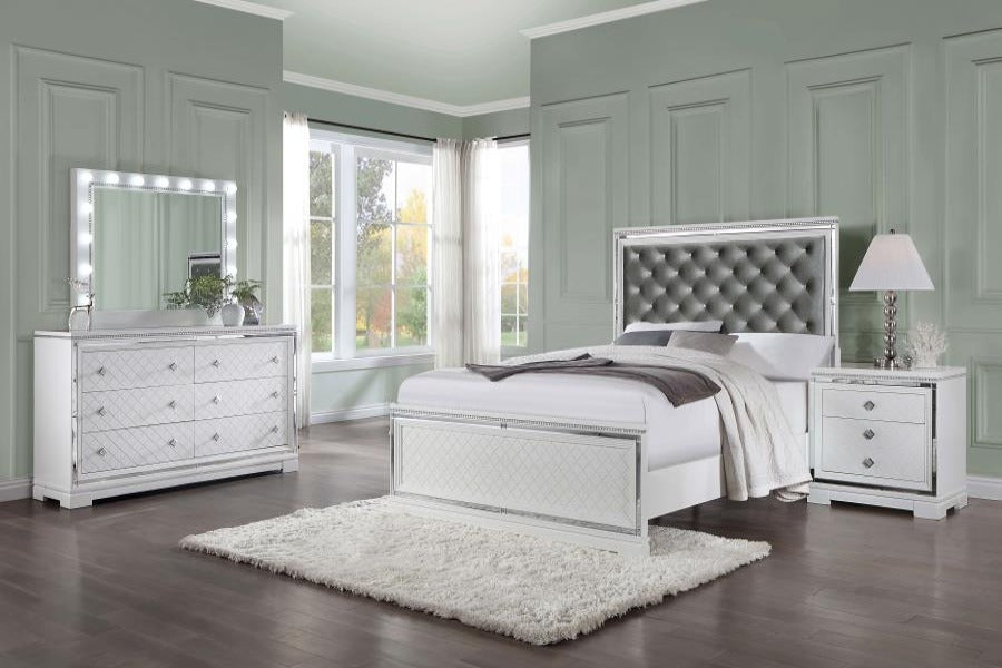 Elegant White Tufted Bed