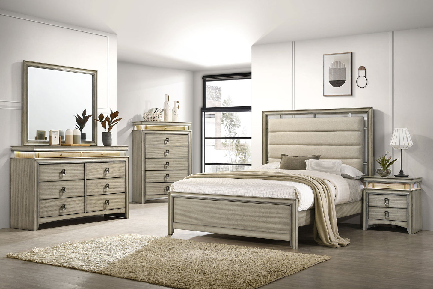 Giselle   Panel Bedroom Set Rustic Beige