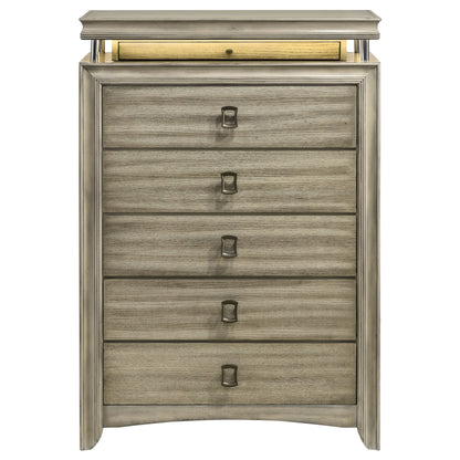 Giselle 6-drawer Bedroom Chest with LED Rustic Beige