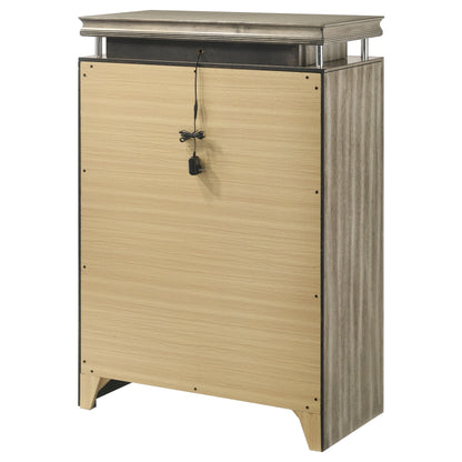 Giselle 6-drawer Bedroom Chest with LED Rustic Beige