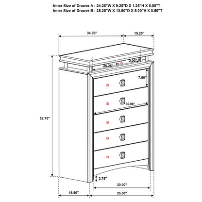 Giselle 6-drawer Bedroom Chest with LED Rustic Beige