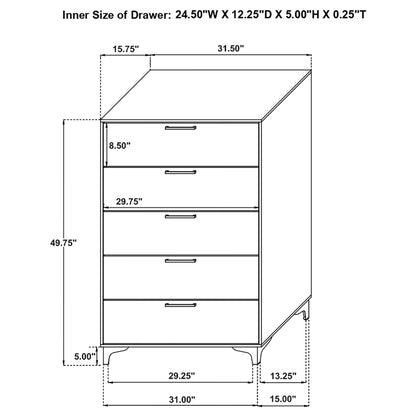 Kendall 5-drawer Chest White