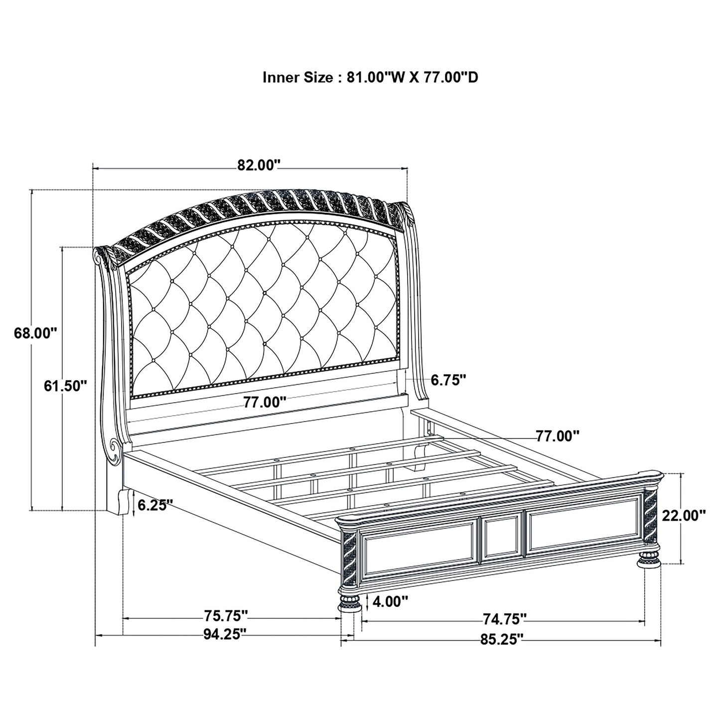 Emmett Tufted Headboard  Panel Bed Walnut and Beige