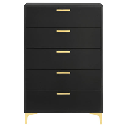 Kendall 5-drawer Chest Black and Gold