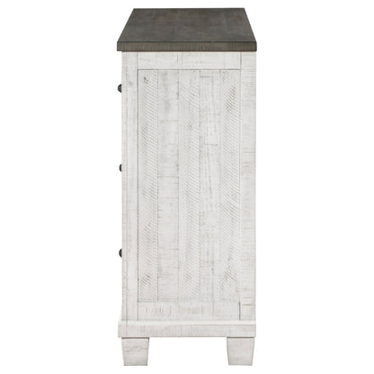 Lilith 7-drawer Dresser with Mirror Distressed Grey and White