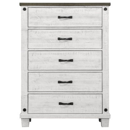 Lilith 5-drawer Chest Distressed Grey and White