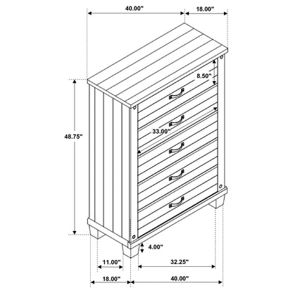 Lilith 5-drawer Chest Distressed Grey and White