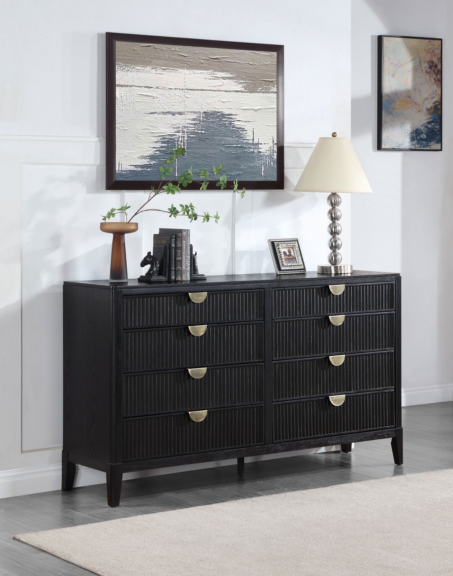 Brookmead 8-drawer Bedroom Dresser with Mirror Black