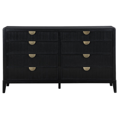 Brookmead 8-drawer Bedroom Dresser with Mirror Black