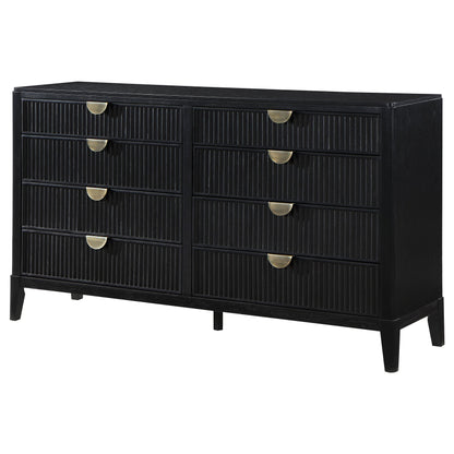 Brookmead 8-drawer Bedroom Dresser with Mirror Black