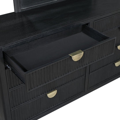 Brookmead 8-drawer Bedroom Dresser with Mirror Black