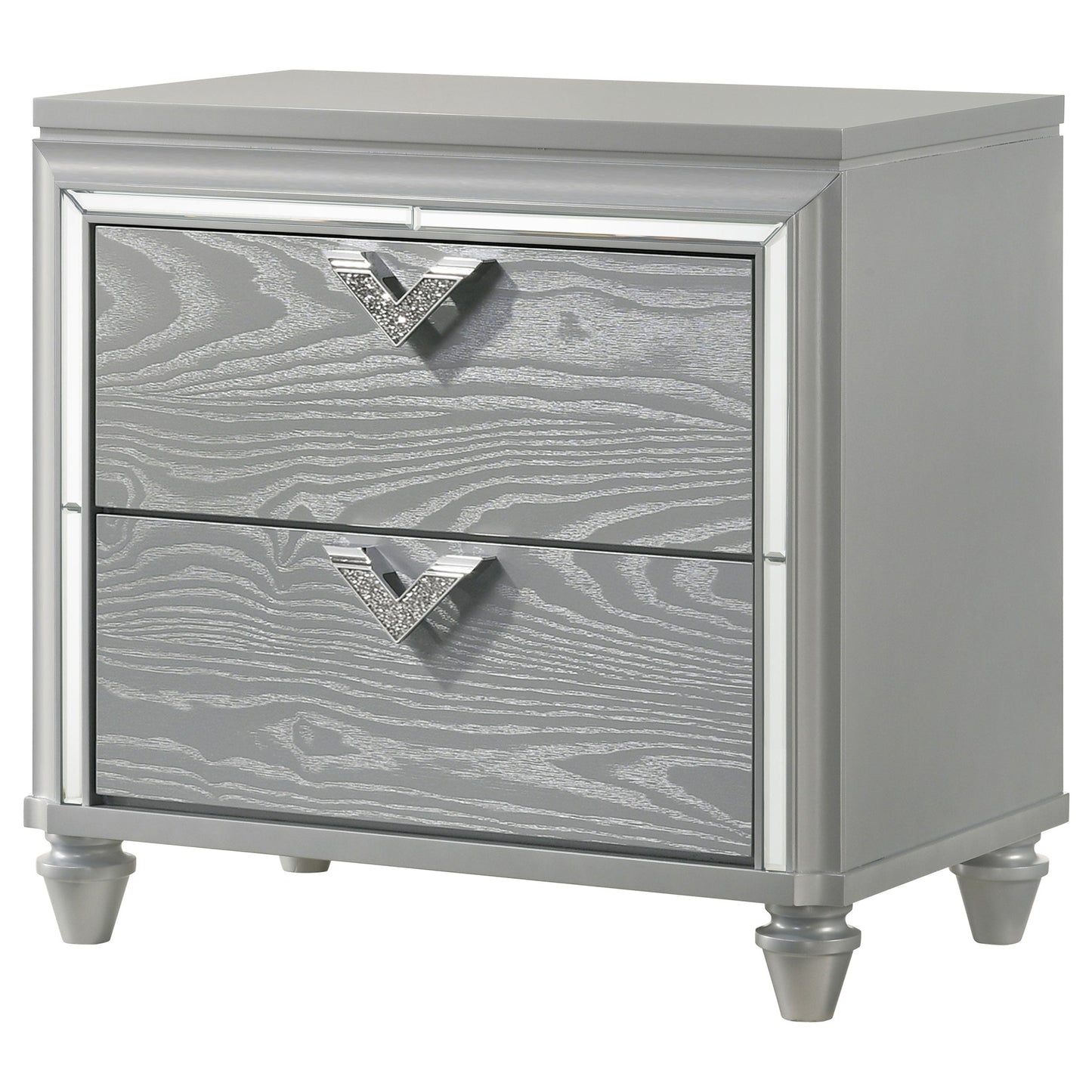 Veronica 2-drawer Nightstand Bedside Table Light Silver