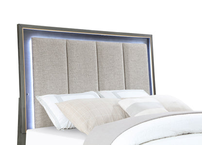 Kieran   Bedroom Set with Upholstered LED Headboard Grey