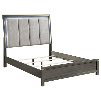 Kieran   Bedroom Set with Upholstered LED Headboard Grey