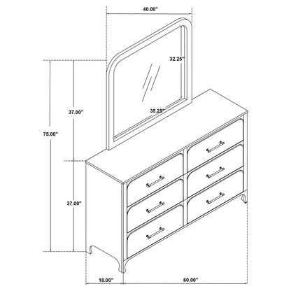 Anastasia 6-drawer Bedroom Dresser with Mirror Pearl White