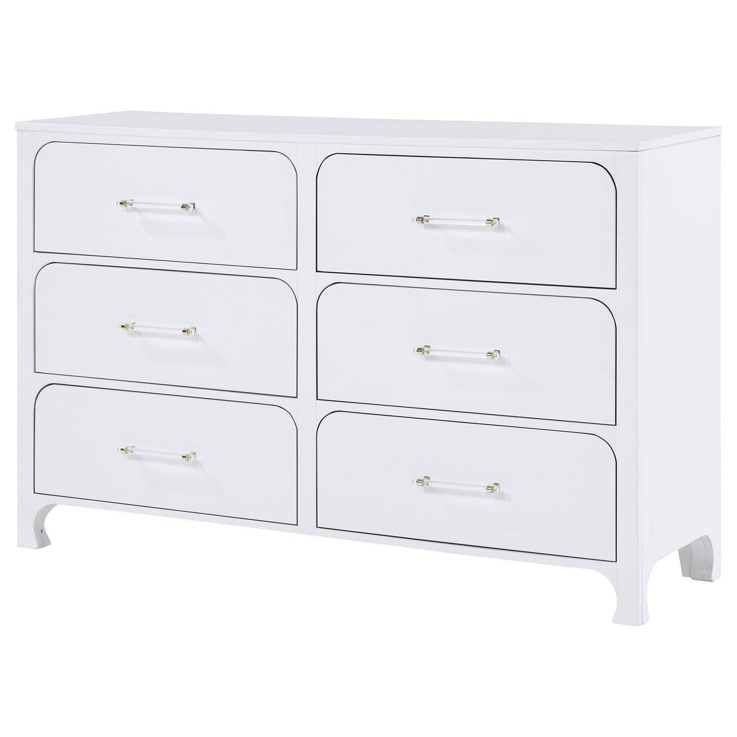 Anastasia 6-drawer Bedroom Dresser with Mirror Pearl White