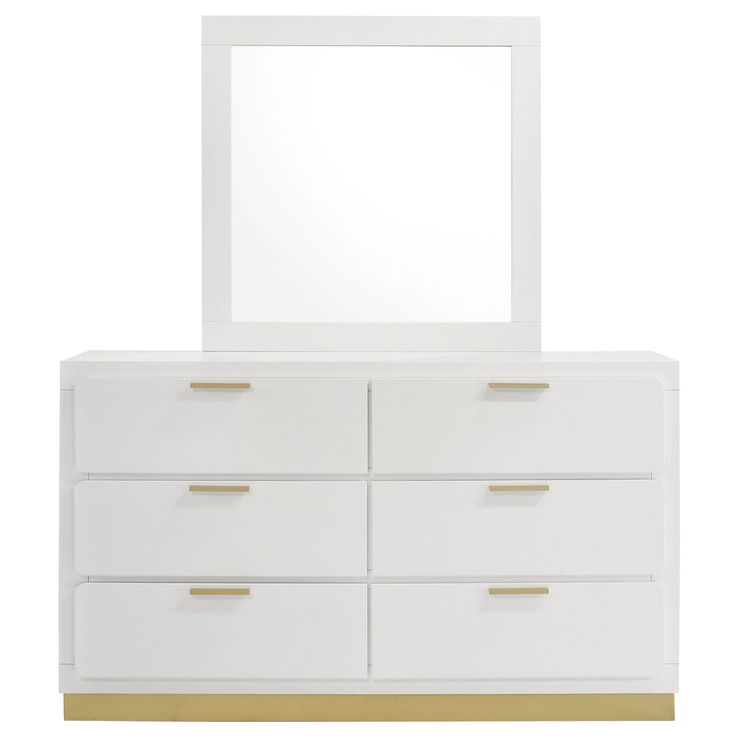 Caraway 6-drawer Bedroom Dresser with Mirror White