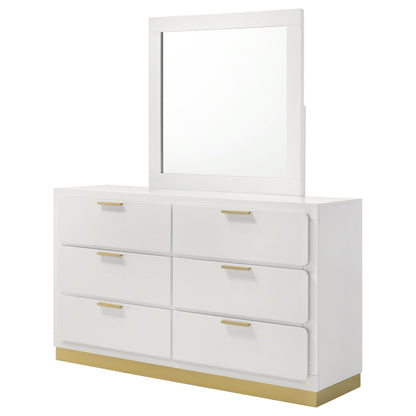 Caraway 6-drawer Bedroom Dresser with Mirror White