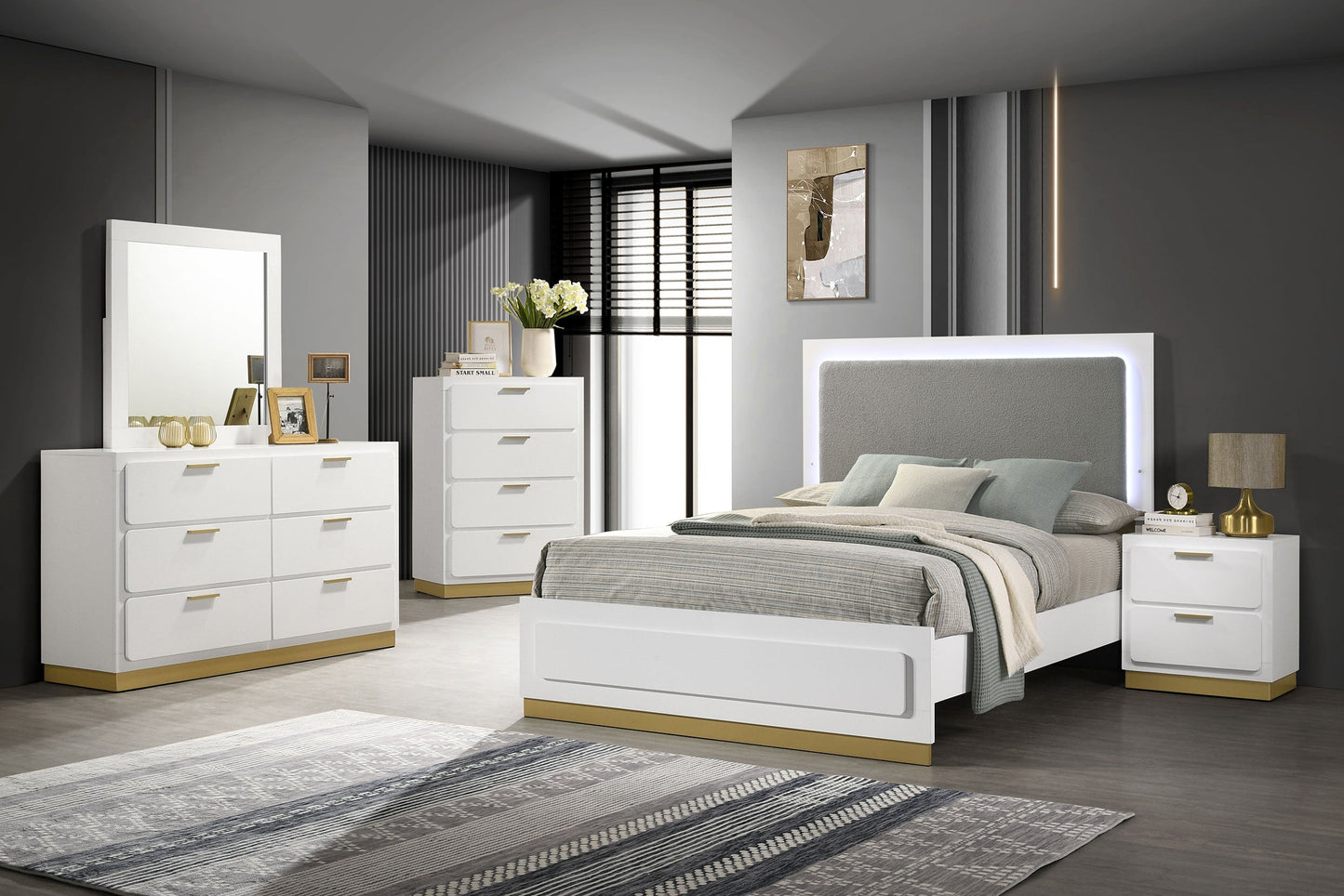 Caraway 6-drawer Bedroom Dresser with Mirror White