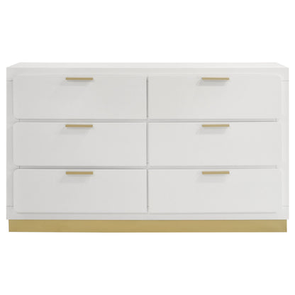 Caraway 6-drawer Bedroom Dresser with Mirror White