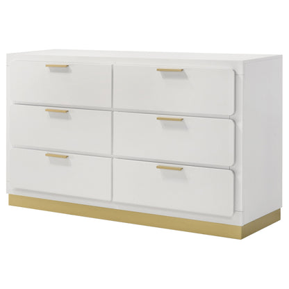 Caraway 6-drawer Bedroom Dresser with Mirror White