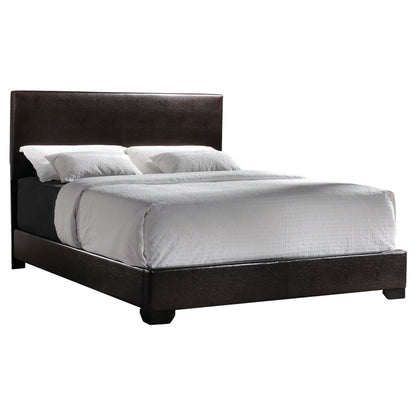 Conner  Upholstered Panel Bed Black and Dark Brown